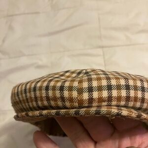 Vintage Plaid Newsboy Cap Quilted Lining Made in France Dralon. “Gavroche “